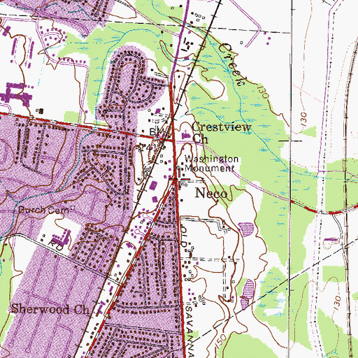 Topographic Map of Neco, GA