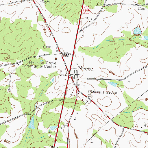 Topographic Map of Neese, GA
