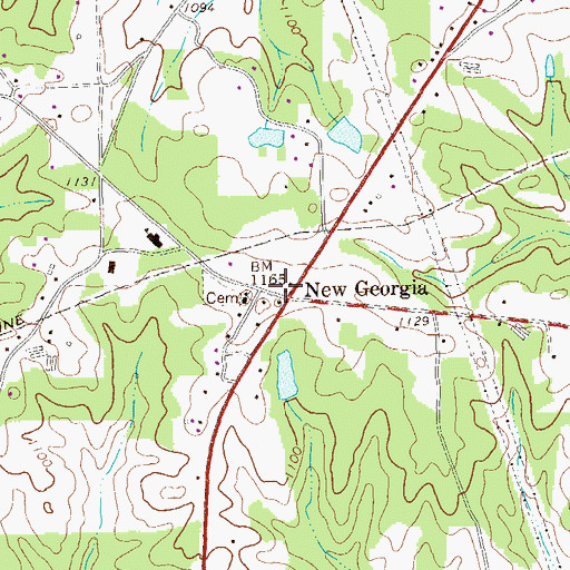Topographic Map of New Georgia, GA