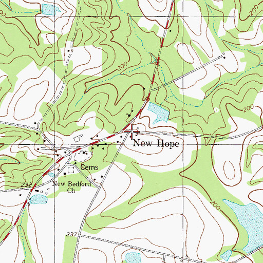 Topographic Map of New Hope, GA
