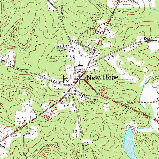 Topographic Map of New Hope, GA