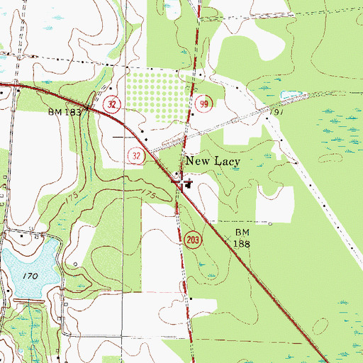 Topographic Map of New Lacy, GA
