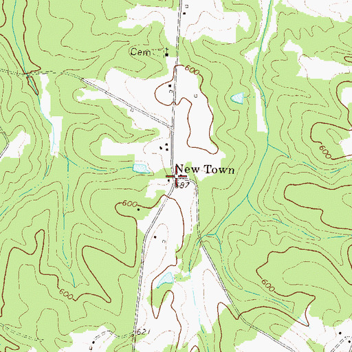 Topographic Map of New Town, GA
