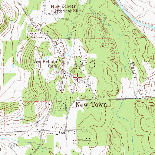 Topographic Map of New Town, GA