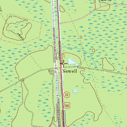 Topographic Map of Newell, GA