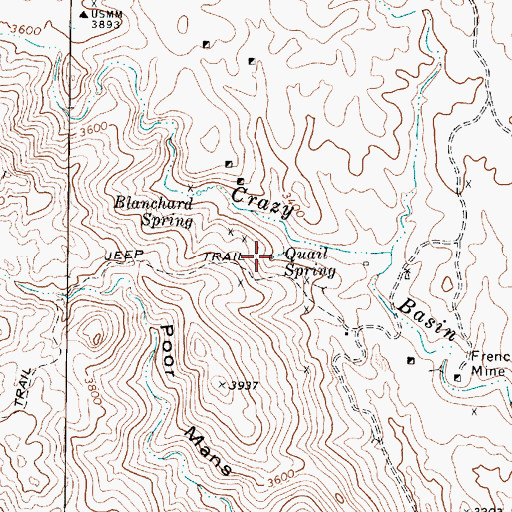 Topographic Map of Quail Spring, AZ