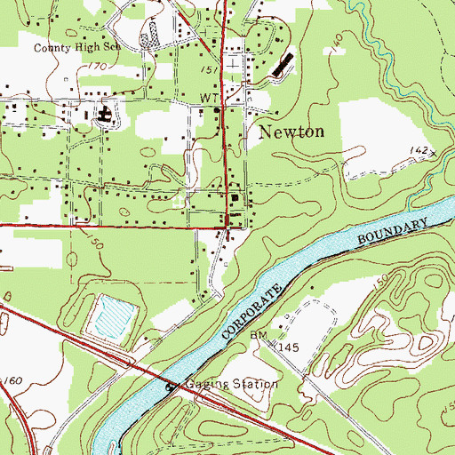 Topographic Map of Newton, GA