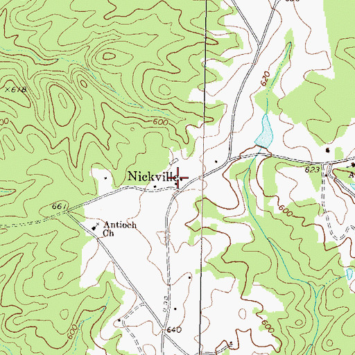 Topographic Map of Nickville, GA