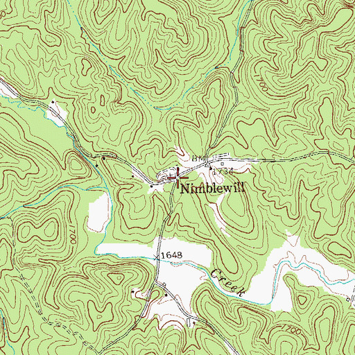 Topographic Map of Nimblewill, GA