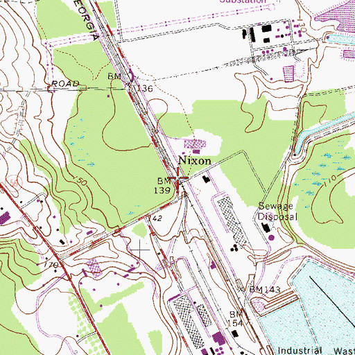 Topographic Map of Nixon, GA