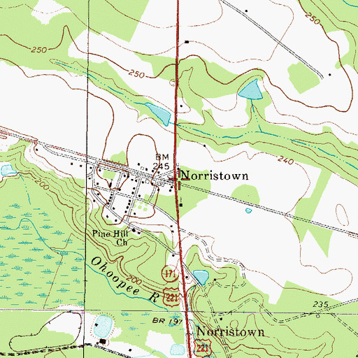 Topographic Map of Norristown, GA