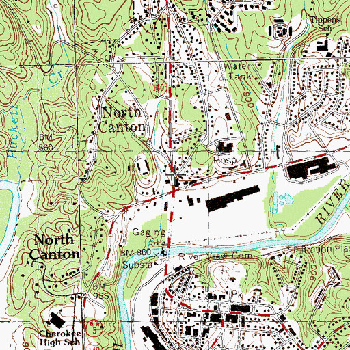 Topographic Map of North Canton, GA