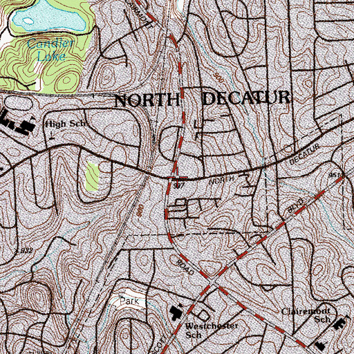 Topographic Map of North Decatur, GA
