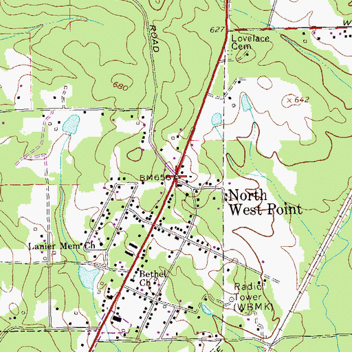 Topographic Map of North West Point, GA