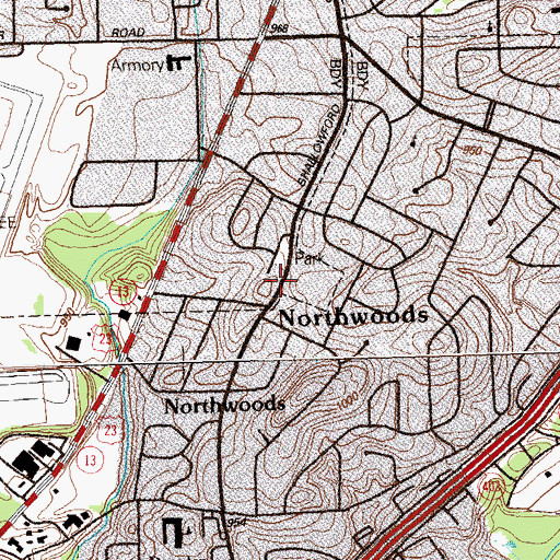 Topographic Map of Northwoods, GA