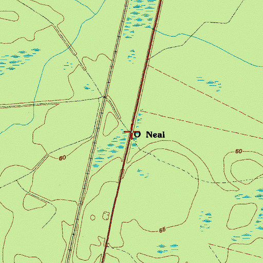 Topographic Map of O Neal, GA