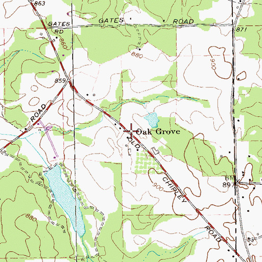Topographic Map of Oak Grove, GA