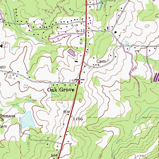 Topographic Map of Oak Grove, GA