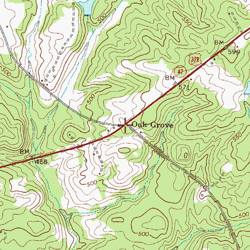 Topographic Map of Oak Grove, GA