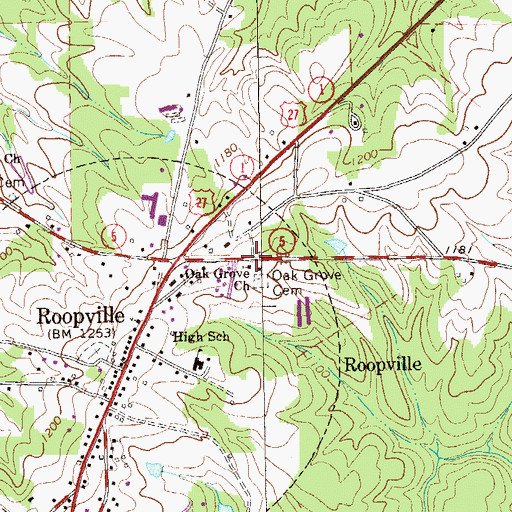 Topographic Map of Oak Grove Church, GA