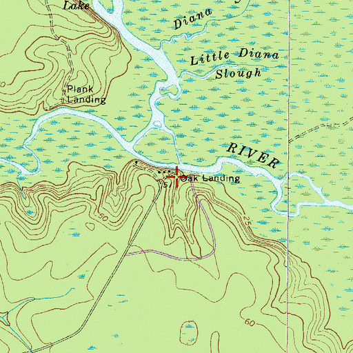 Topographic Map of Oak Landing, GA