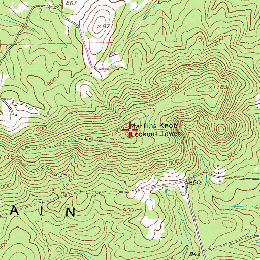 Topographic Map of Oak Mountain, GA