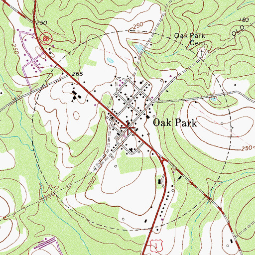 Topographic Map of Oak Park, GA