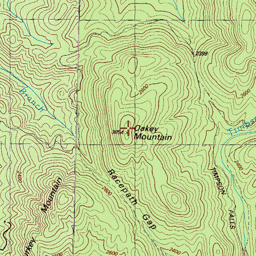 Topographic Map of Oakey Mountain, GA