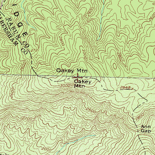 Topographic Map of Oakey Mountain, GA