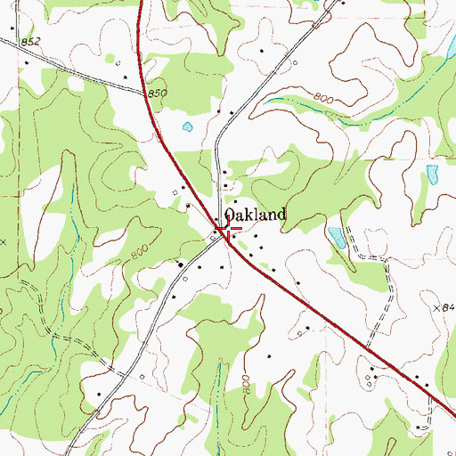Topographic Map of Oakland, GA