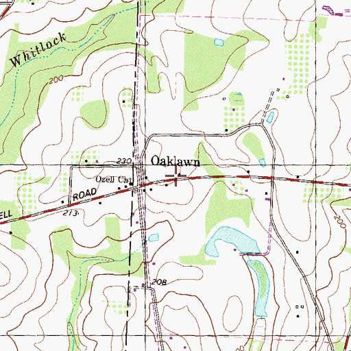 Topographic Map of Oaklawn, GA