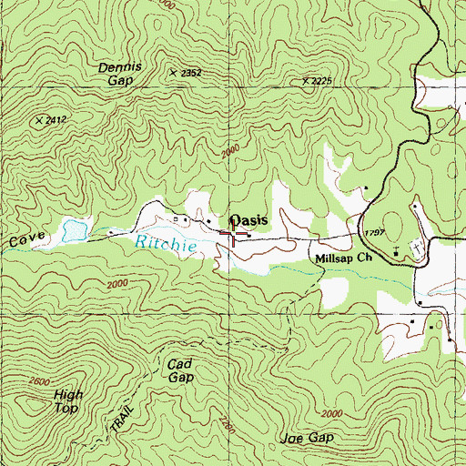 Topographic Map of Oasis, GA
