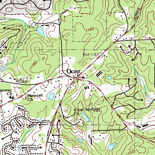 Topographic Map of Ocee, GA