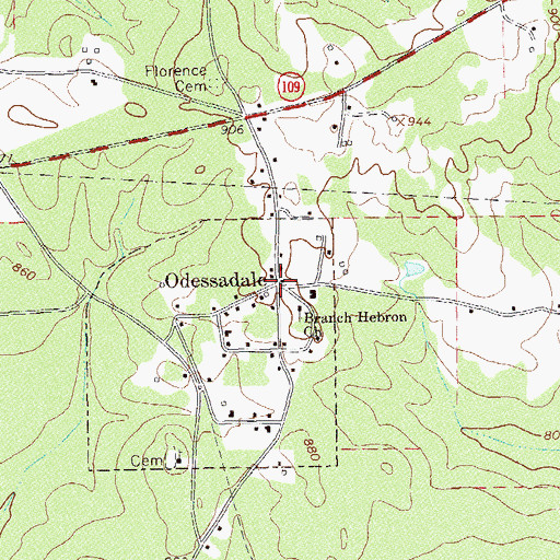 Topographic Map of Odessadale, GA