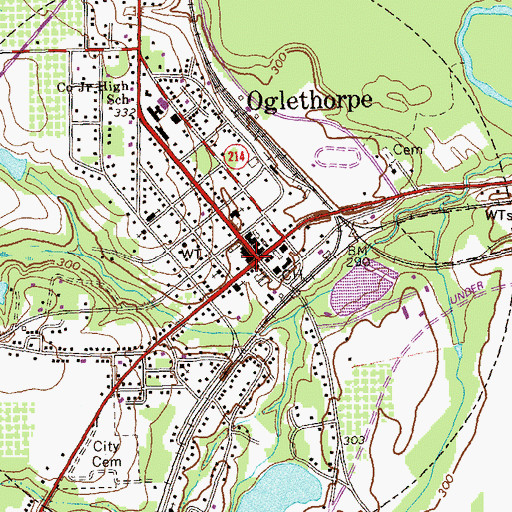 Topographic Map of Oglethorpe, GA