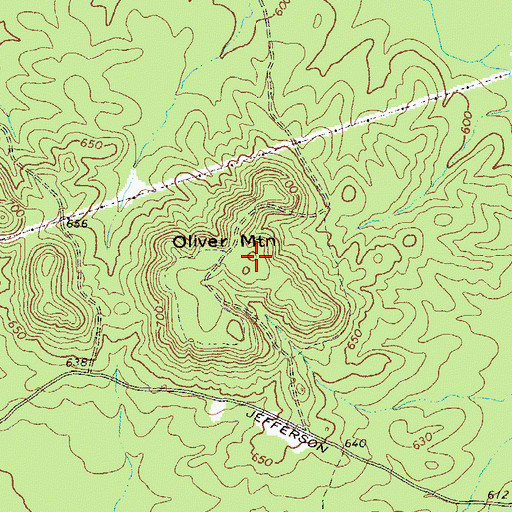 Topographic Map of Oliver Mountain, GA