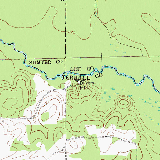 Topographic Map of Olivers Mill, GA