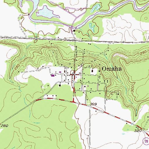 Topographic Map of Omaha, GA