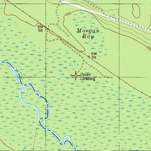 Topographic Map of Opies Landing, GA