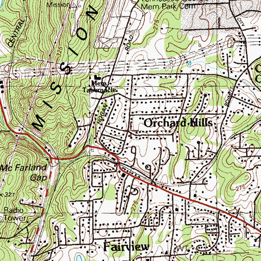 Topographic Map of Orchard Hills, GA