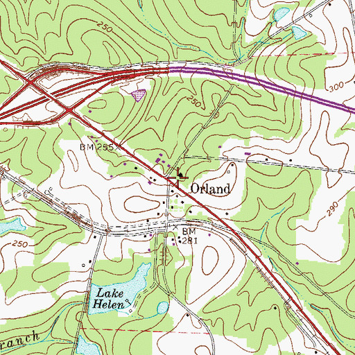 Topographic Map of Orland, GA