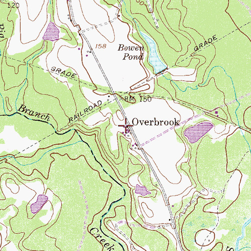 Topographic Map of Overbrook, GA
