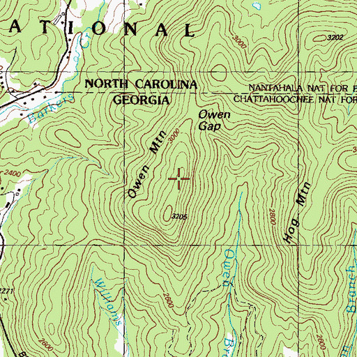 Topographic Map of Owen Mountain, GA