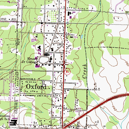 Topographic Map of Oxford, GA