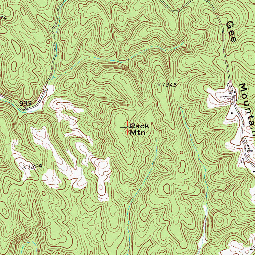 Topographic Map of Pack Mountain, GA