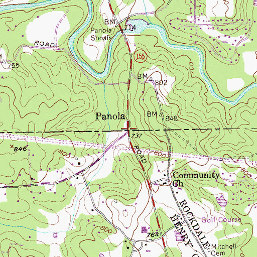 Topographic Map of Panola, GA