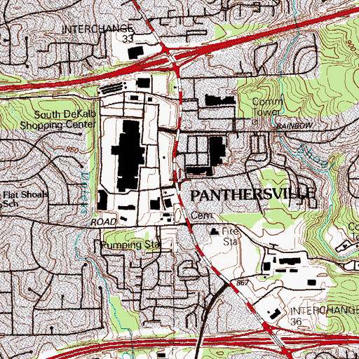 Topographic Map of Panthersville, GA