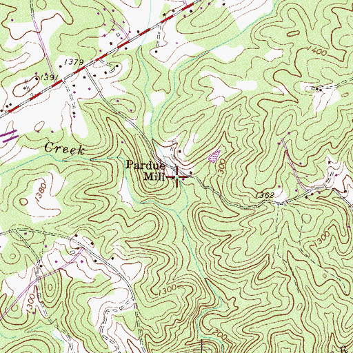 Topographic Map of Pardue Mill, GA