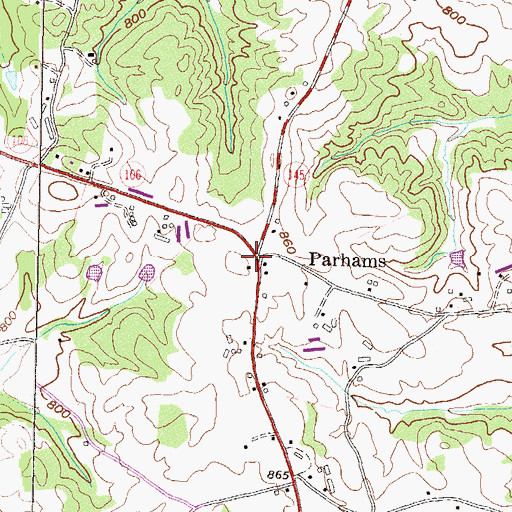 Topographic Map of Parhams, GA