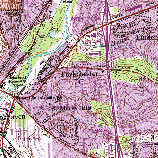Topographic Map of Parkchester, GA